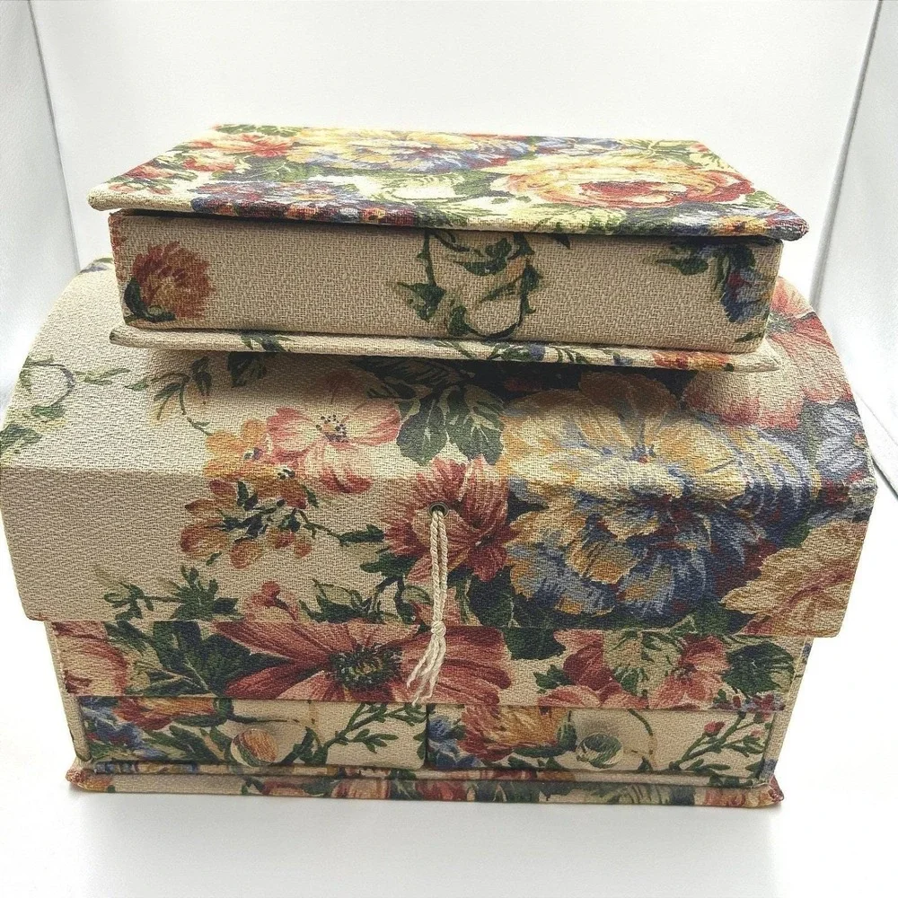 Tapestry Jewelry Box Set (2) Cottage Y2K‎ Shabby Chic Nordstrom *See Video*